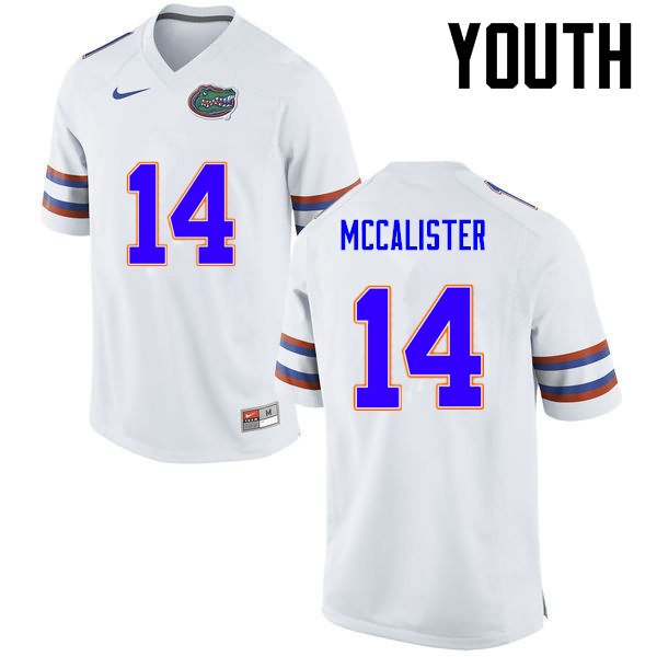 Youth NCAA Florida Gators Alex McCalister #14 Stitched Authentic Nike White College Football Jersey VTT8265TX